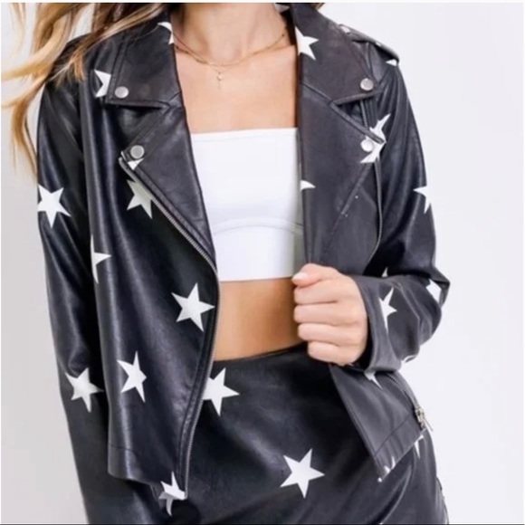 Star Faux Leather Jacket size L - Picture 2 of 4